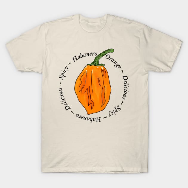 Habanero Orange Chili Pepper T-Shirt by MojoCoffeeTime